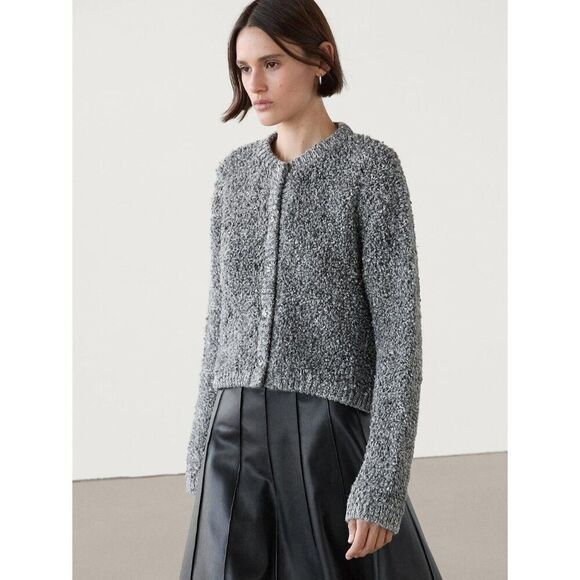 Massimo Dutti Women Cardigan Sweater M Medium Gray Alpaca blend 5756/629 NWT - Picture 4 of 16